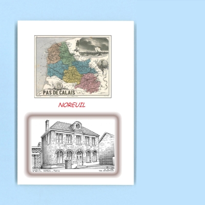 Cartes Postales impression Noir avec dpartement sur la ville de NOREUIL Titre : mairie