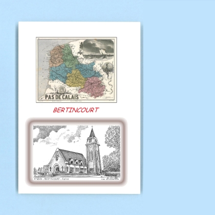 Cartes Postales impression Noir avec dpartement sur la ville de BERTINCOURT Titre : eglise