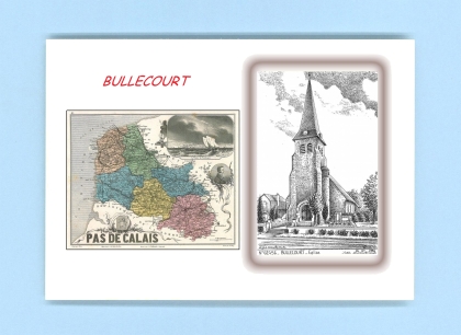 Cartes Postales impression Noir avec dpartement sur la ville de BULLECOURT Titre : eglise