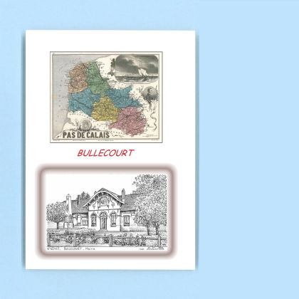 Cartes Postales impression Noir avec dpartement sur la ville de BULLECOURT Titre : mairie