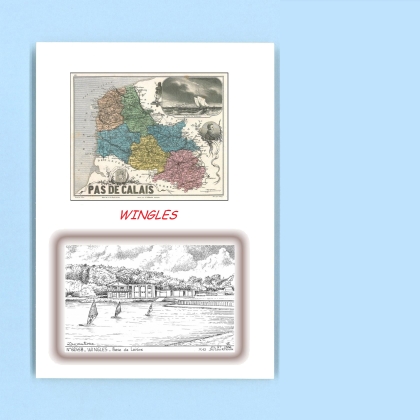 Cartes Postales impression Noir avec dpartement sur la ville de WINGLES Titre : base de loisirs