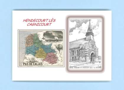 Cartes Postales impression Noir avec dpartement sur la ville de HENDECOURT LES CAGNICOURT Titre : eglise