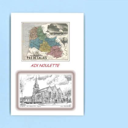 Cartes Postales impression Noir avec dpartement sur la ville de AIX NOULETTE Titre : eglise