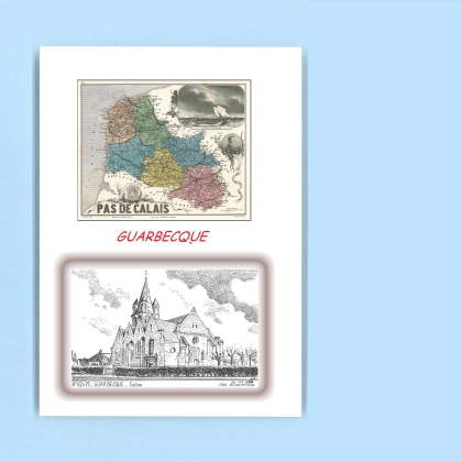 Cartes Postales impression Noir avec dpartement sur la ville de GUARBECQUE Titre : eglise