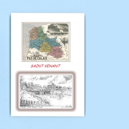 Cartes Postales impression Noir avec dpartement sur la ville de ST VENANT Titre : ecluse