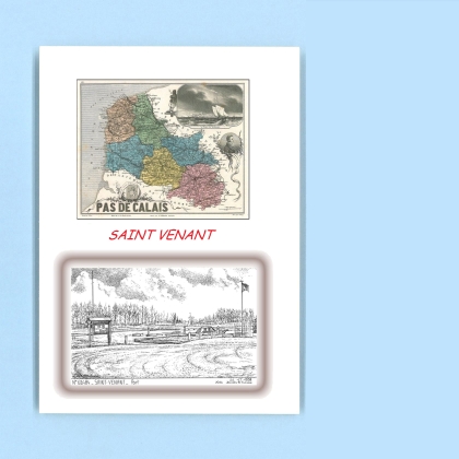 Cartes Postales impression Noir avec dpartement sur la ville de ST VENANT Titre : port