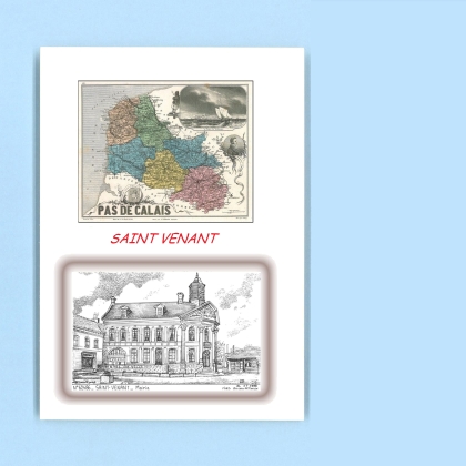 Cartes Postales impression Noir avec dpartement sur la ville de ST VENANT Titre : mairie