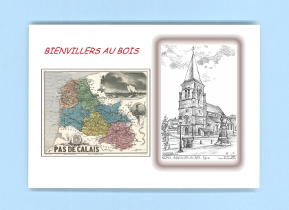 Cartes Postales impression Noir avec dpartement sur la ville de BIENVILLERS AU BOIS Titre : eglise