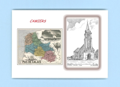 Cartes Postales impression Noir avec dpartement sur la ville de CAMIERS Titre : eglise