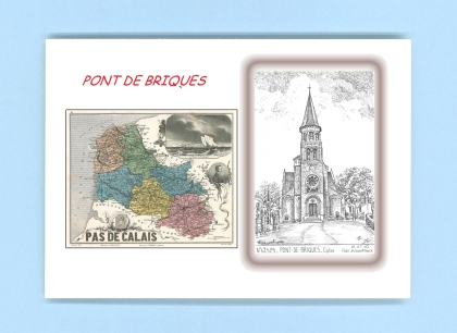 Cartes Postales impression Noir avec dpartement sur la ville de PONT DE BRIQUES Titre : eglise