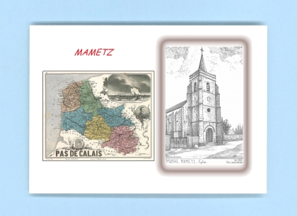 Cartes Postales impression Noir avec dpartement sur la ville de MAMETZ Titre : eglise