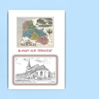 Cartes Postales impression Noir avec dpartement sur la ville de BLANGY SUR TERNOISE Titre : eglise