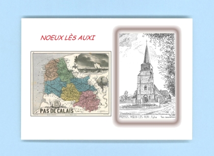 Cartes Postales impression Noir avec dpartement sur la ville de NOEUX LES AUXI Titre : eglise