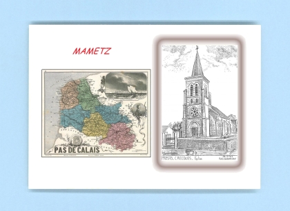 Cartes Postales impression Noir avec dpartement sur la ville de MAMETZ Titre : eglise de crecques