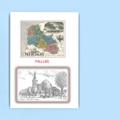 Cartes Postales impression Noir avec dpartement sur la ville de PALLUEL Titre : eglise