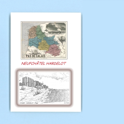 Cartes Postales impression Noir avec dpartement sur la ville de NEUFCHATEL HARDELOT Titre : hardelot plage