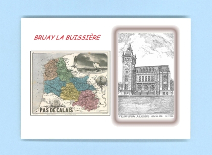 Cartes Postales impression Noir avec dpartement sur la ville de BRUAY LA BUISSIERE Titre : hotel de ville