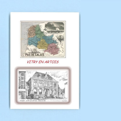 Cartes Postales impression Noir avec dpartement sur la ville de VITRY EN ARTOIS Titre : hotel de ville