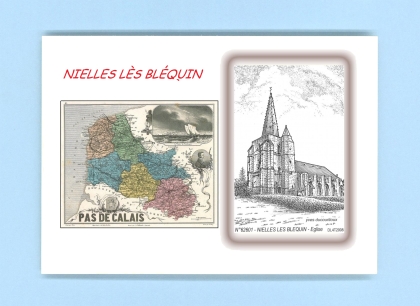Cartes Postales impression Noir avec dpartement sur la ville de NIELLES LES BLEQUIN Titre : eglise
