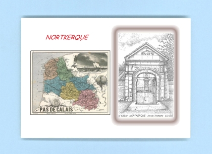 Cartes Postales impression Noir avec dpartement sur la ville de NORTKERQUE Titre : arc de triomphe