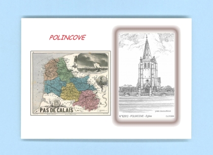 Cartes Postales impression Noir avec dpartement sur la ville de POLINCOVE Titre : eglise