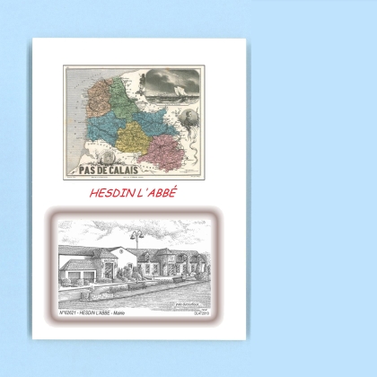 Cartes Postales impression Noir avec dpartement sur la ville de HESDIN L ABBE Titre : mairie