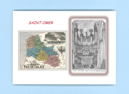 Cartes Postales impression Noir avec dpartement sur la ville de ST OMER Titre : orgues de notre dame