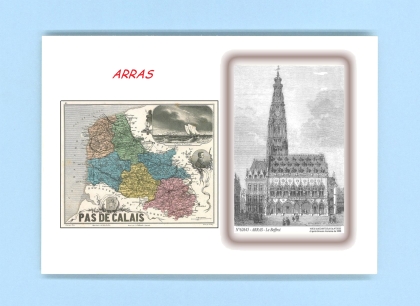 Cartes Postales impression Noir avec dpartement sur la ville de ARRAS Titre : le beffroi