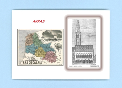 Cartes Postales impression Noir avec dpartement sur la ville de ARRAS Titre : le beffroi
