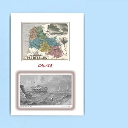 Cartes Postales impression Noir avec dpartement sur la ville de CALAIS Titre : vue