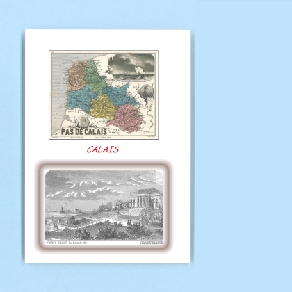 Cartes Postales impression Noir avec dpartement sur la ville de CALAIS Titre : les bains de mer
