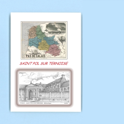 Cartes Postales impression Noir avec dpartement sur la ville de ST POL SUR TERNOISE Titre : bibliotheque