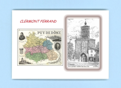 Cartes Postales impression Noir avec dpartement sur la ville de CLERMONT FERRAND Titre : notre dame du port