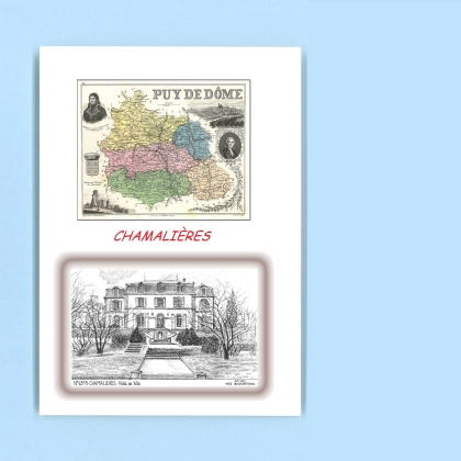 Cartes Postales impression Noir avec dpartement sur la ville de CHAMALIERES Titre : hotel de ville