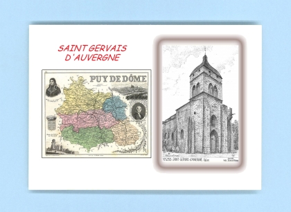 Cartes Postales impression Noir avec dpartement sur la ville de ST GERVAIS D AUVERGNE Titre : eglise
