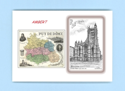 Cartes Postales impression Noir avec dpartement sur la ville de AMBERT Titre : eglise st jean