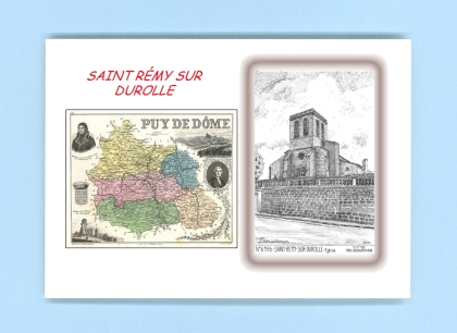 Cartes Postales impression Noir avec dpartement sur la ville de ST REMY SUR DUROLLE Titre : eglise