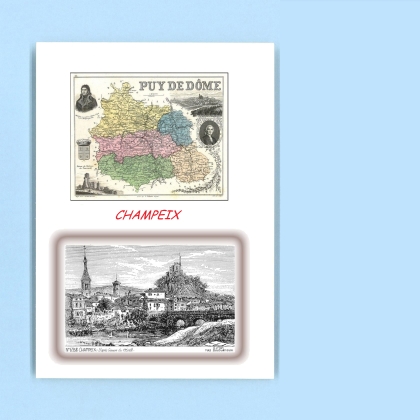 Cartes Postales impression Noir avec dpartement sur la ville de CHAMPEIX Titre : vue