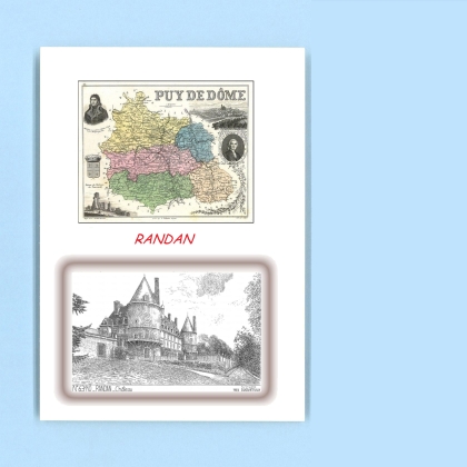 Cartes Postales impression Noir avec dpartement sur la ville de RANDAN Titre : chateau