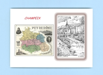 Cartes Postales impression Noir avec dpartement sur la ville de CHAMPEIX Titre : vue