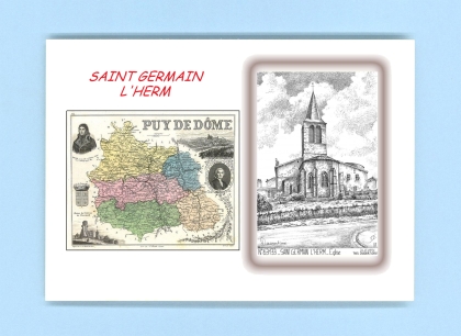 Cartes Postales impression Noir avec dpartement sur la ville de ST GERMAIN L HERM Titre : eglise