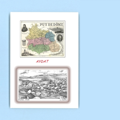 Cartes Postales impression Noir avec dpartement sur la ville de AYDAT Titre : vue