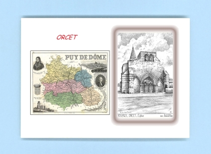 Cartes Postales impression Noir avec dpartement sur la ville de ORCET Titre : eglise