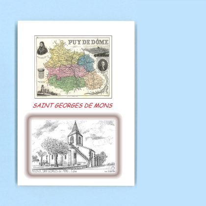 Cartes Postales impression Noir avec dpartement sur la ville de ST GEORGES DE MONS Titre : eglise