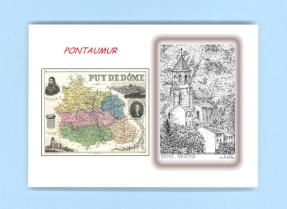 Cartes Postales impression Noir avec dpartement sur la ville de PONTAUMUR Titre : vue