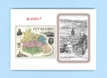 Cartes Postales impression Noir avec dpartement sur la ville de BLANZAT Titre : vue