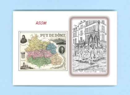 Cartes Postales impression Noir avec dpartement sur la ville de RIOM Titre : procession st amable