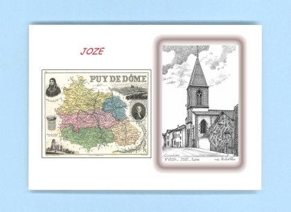 Cartes Postales impression Noir avec dpartement sur la ville de JOZE Titre : eglise