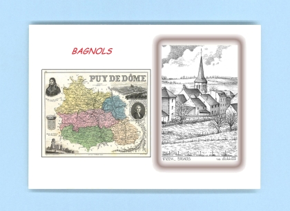 Cartes Postales impression Noir avec dpartement sur la ville de BAGNOLS Titre : vue