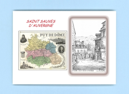 Cartes Postales impression Noir avec dpartement sur la ville de ST SAUVES D AUVERGNE Titre : vue